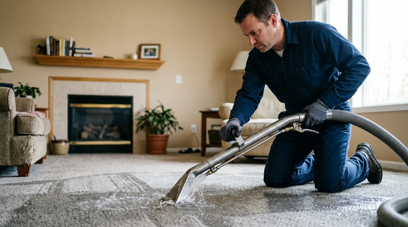Water damage restoration technician working near Cisco, TX